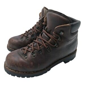 Scarpa Vintage Leather Hiking Boots Mens Size 9 Narrow Brown Vibram Combat Italy